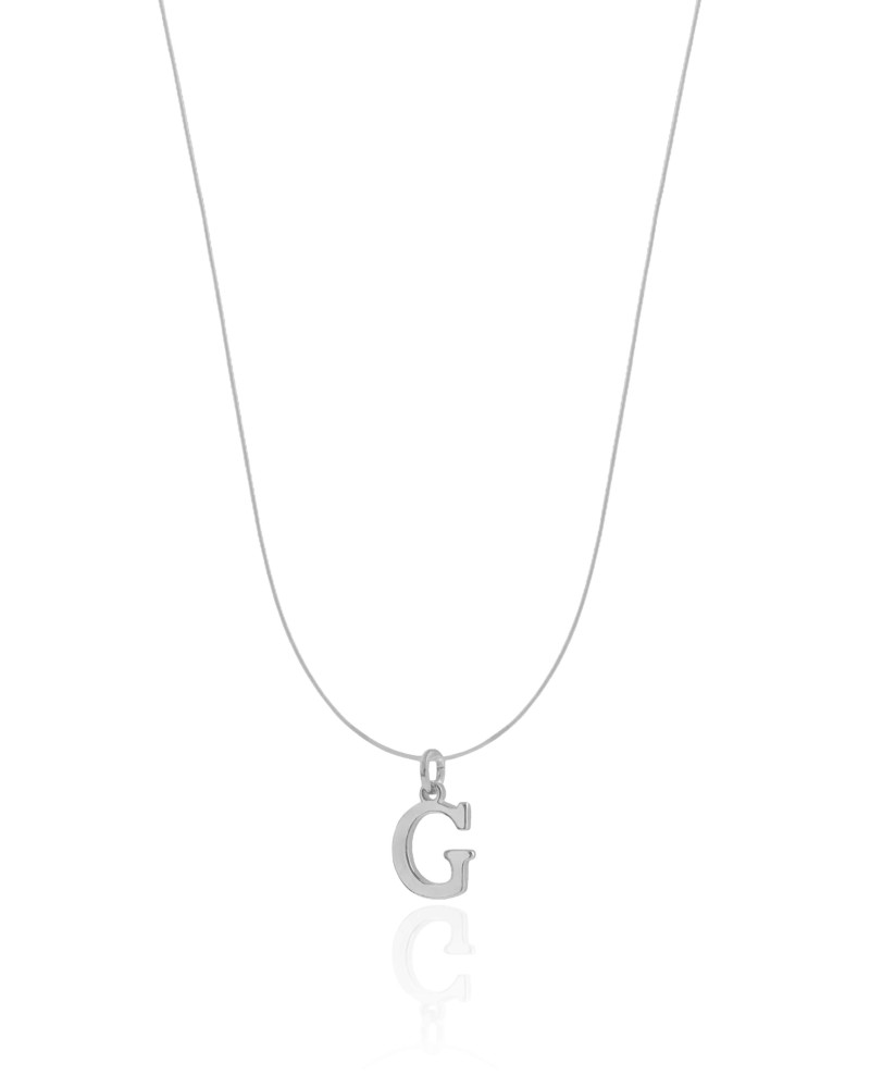 Choker Nylon Letra G Ródio Branco