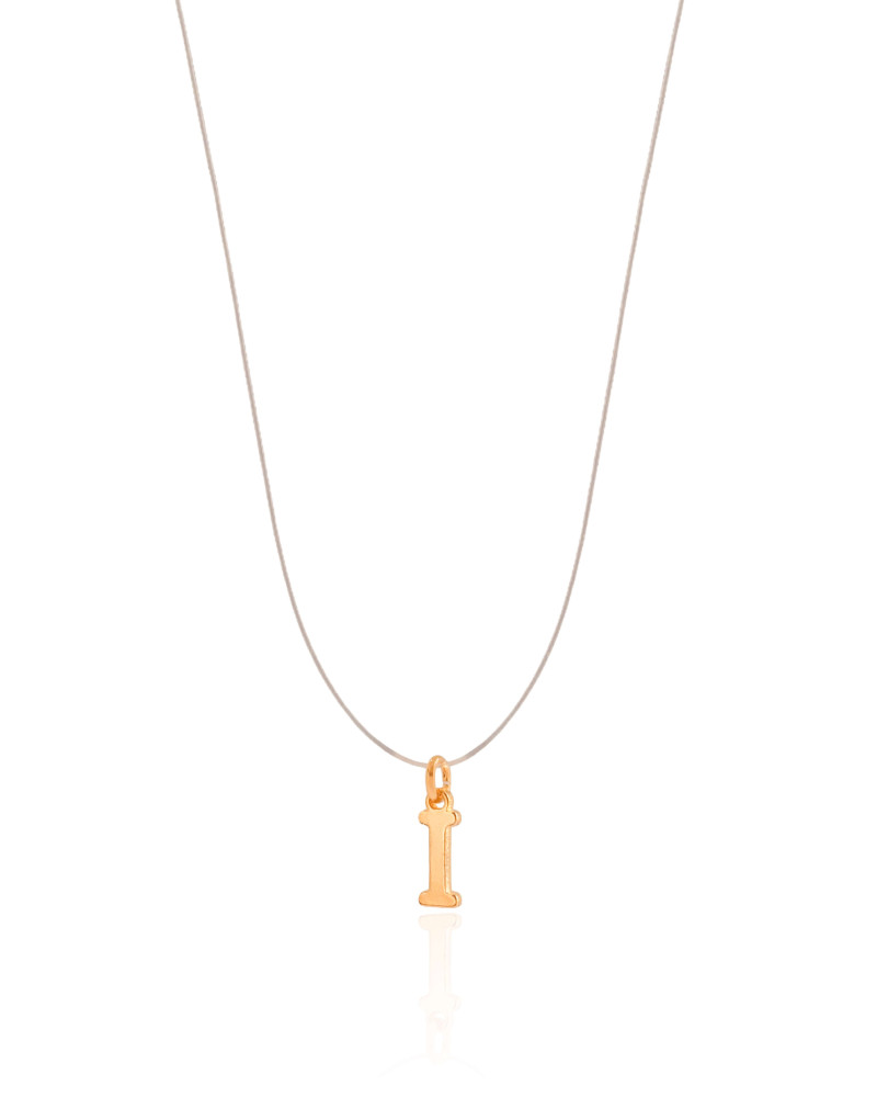 Choker Nylon Letra I Banhado a Ouro 18K