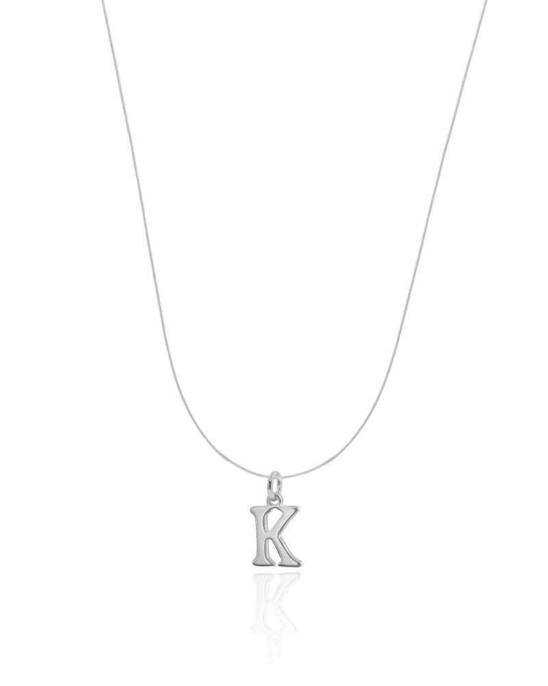 Choker Nylon Letra K Ródio Branco