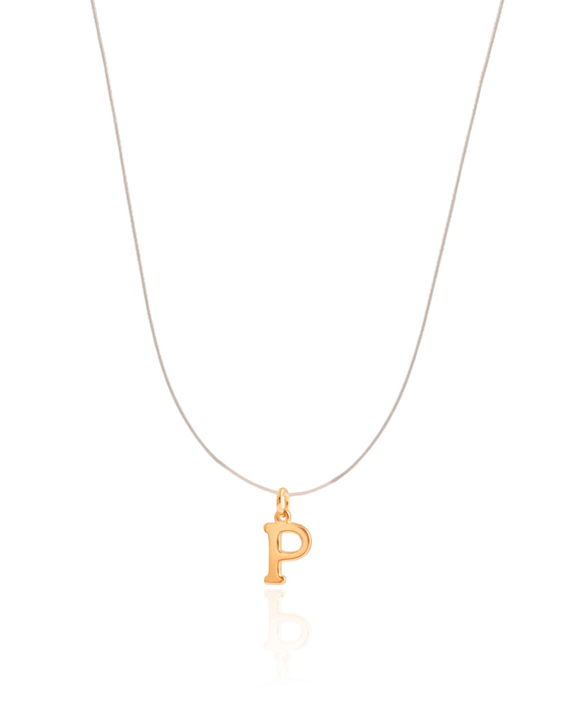 Choker Nylon Letra P Banhado a Ouro 18K