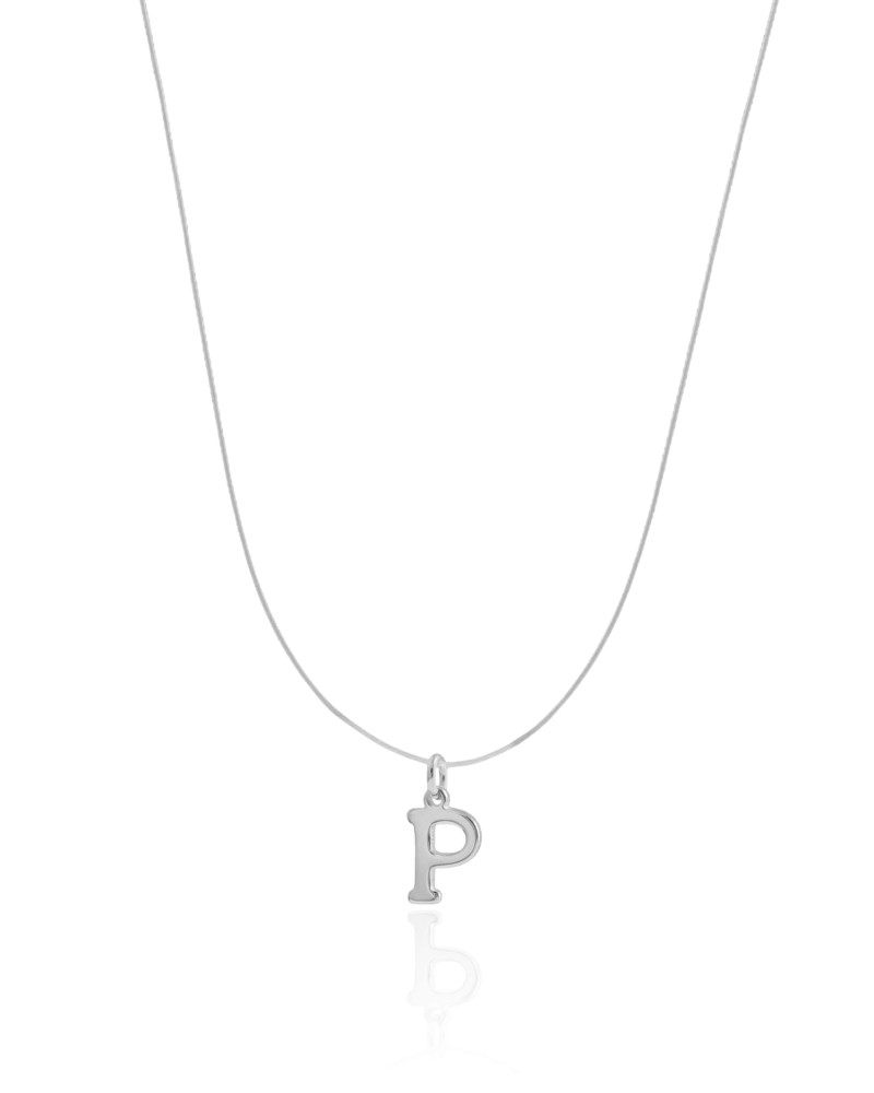 Choker Nylon Letra P Ródio Branco
