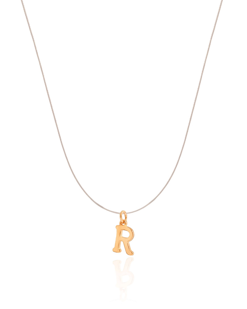 Choker Nylon Letra R Banhado a Ouro 18K