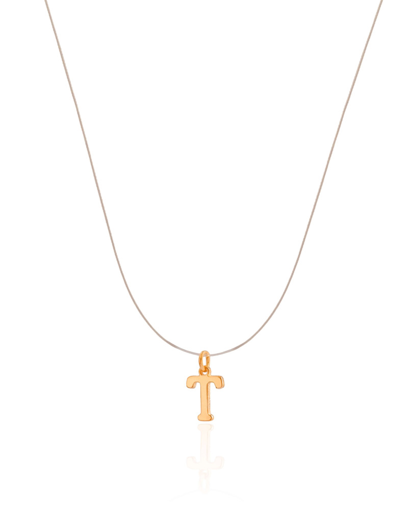 Choker Nylon Letra T Banhado a Ouro 18K