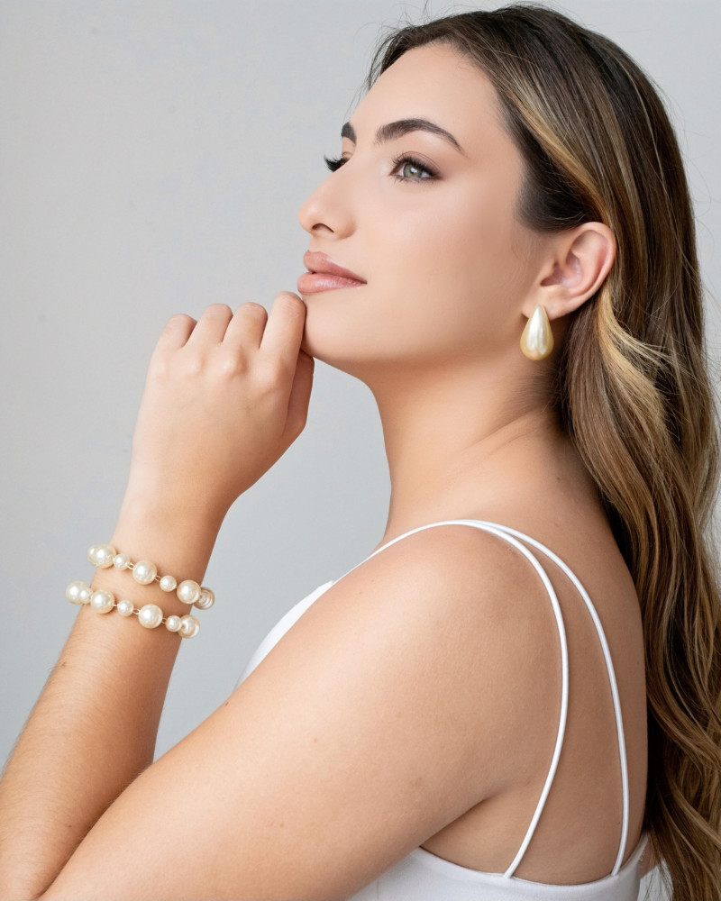 Brinco Gota Pérola 3.0 cm Banhado a Ouro 18K