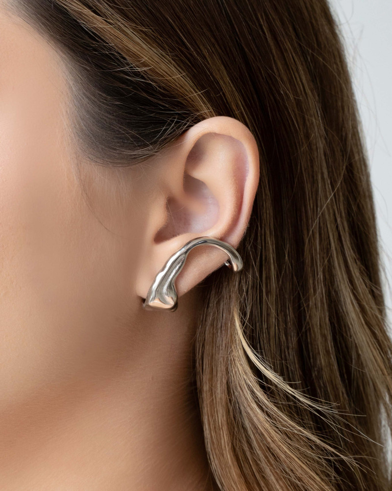 Ear Cuff Orgânico Ródio Branco