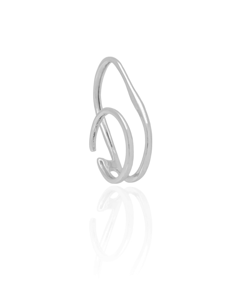 Anel Duplo Filetes Tamanho 16 Ródio Branco