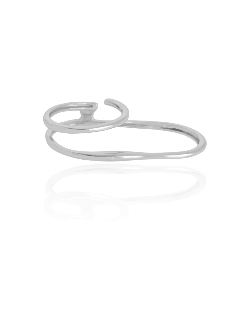 Anel Duplo Filetes Tamanho 18 Ródio Branco