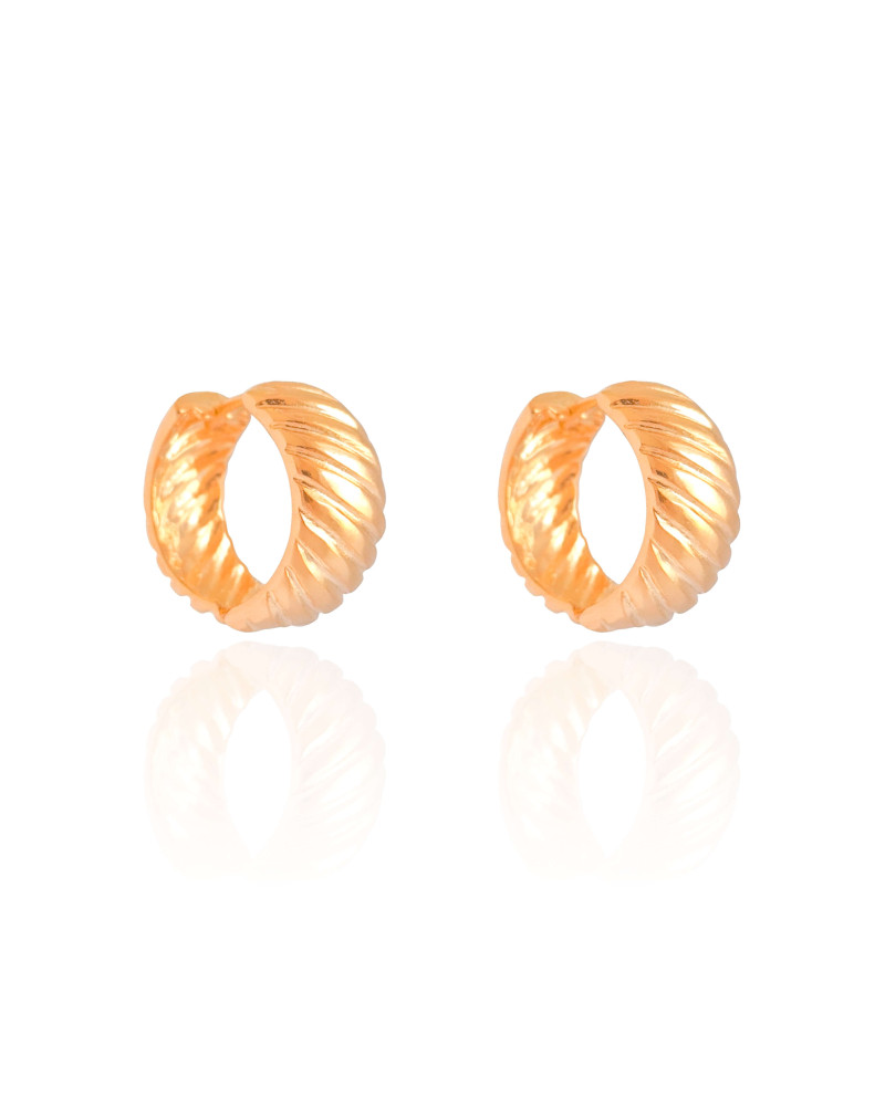 Brinco Argola Click Frisada Lisa 2.1 cm Banhado a Ouro 18K