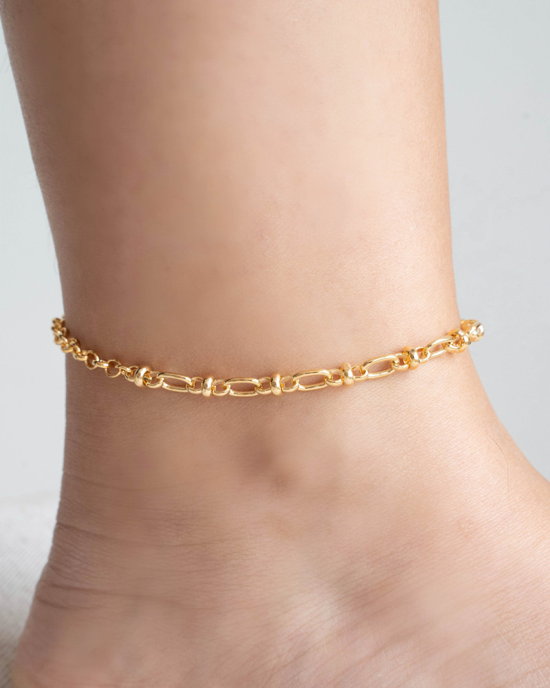 Tornozeleira Elos Ovais 6 mm Banhado a Ouro 18K