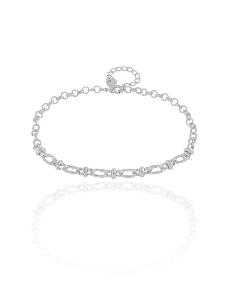 Tornozeleira Elos Ovais 6 mm Ródio Branco