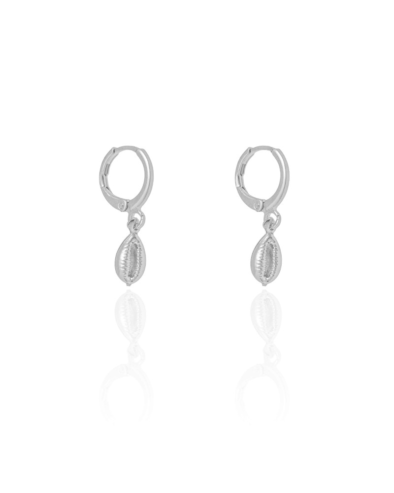 Brinco Argola Click Búzios 2.5 cm Ródio Branco