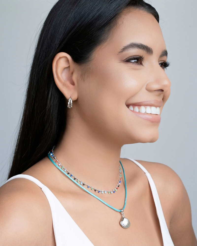 Brinco Argola Click Dupla Torcida Lisa 1.5 cm Ródio Branco