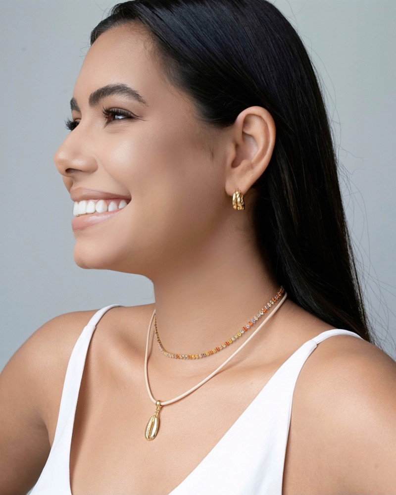 Choker Riviera Navetes Coloridos Banhado a Ouro 18K