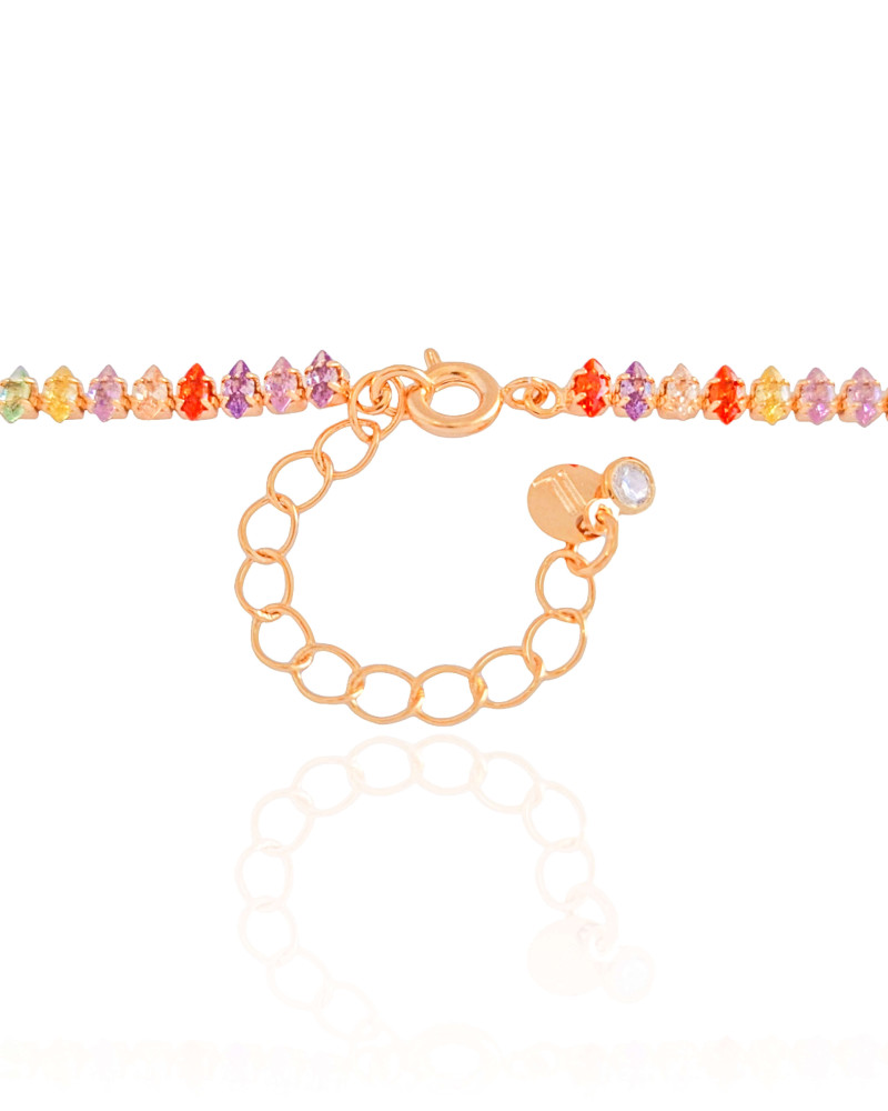 Choker Riviera Navetes Coloridos Banhado a Ouro 18K