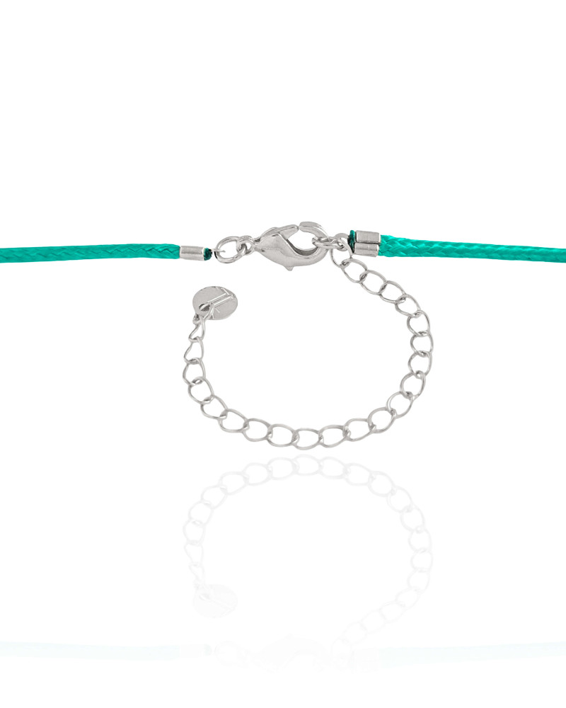Choker Fio Coreano Verde Água Concha Ródio Branco