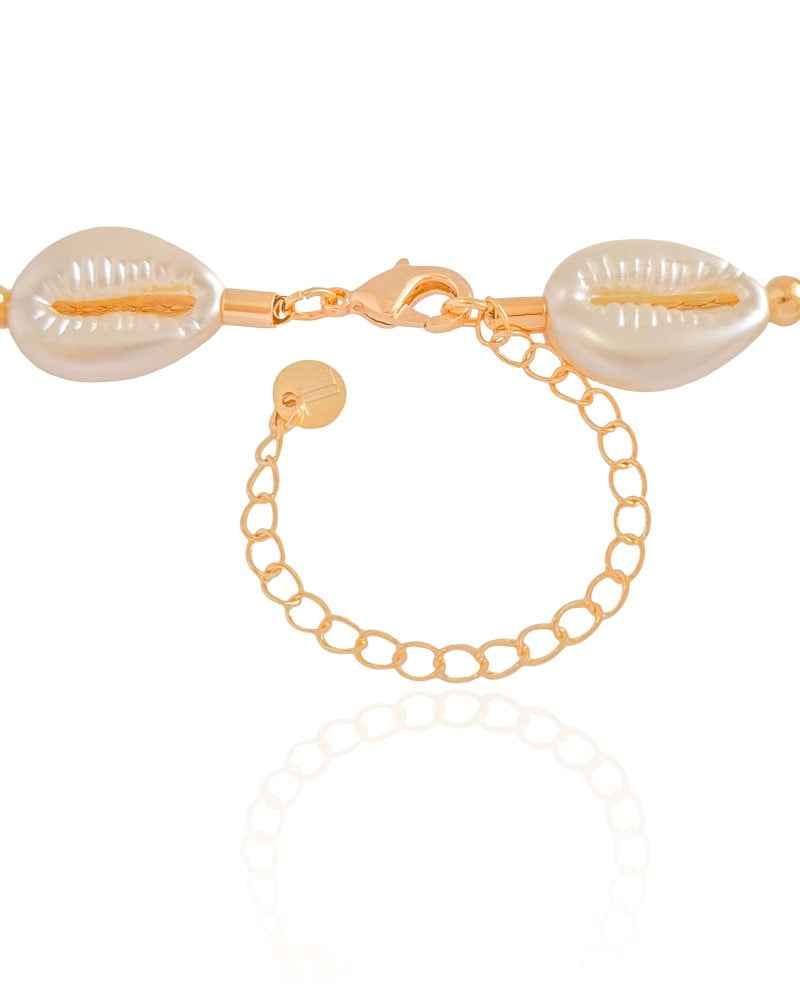 Choker Búzios Pérola Banhado a Ouro 18K