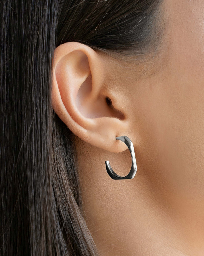 Brinco Argola Quadrada Lisa 2.0 cm Ródio Branco