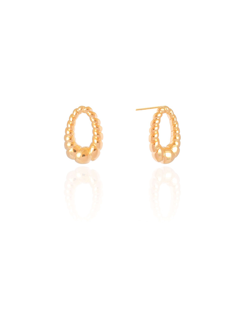 Brinco Oval Torcido 1.8 cm Banhado a Ouro 18K