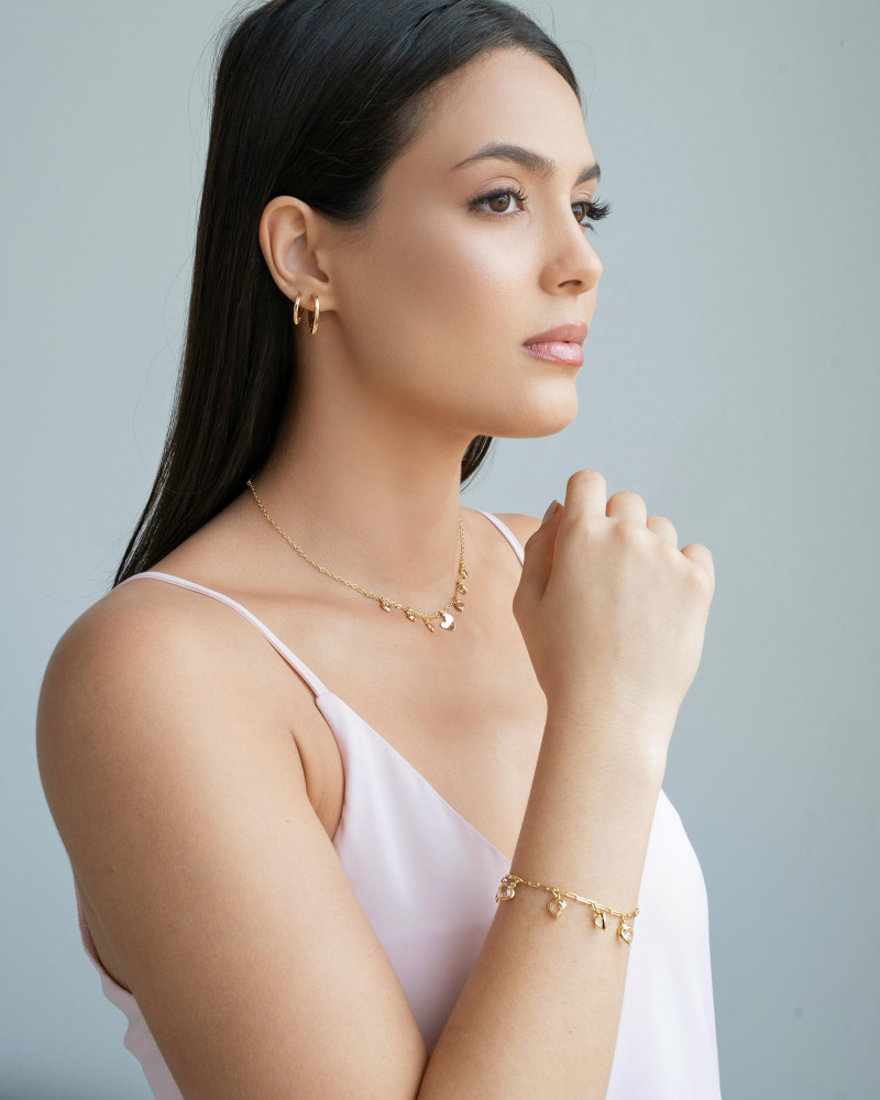 Brinco Argola Click Coração Lisa 1.4 cm Banhado a Ouro 18K