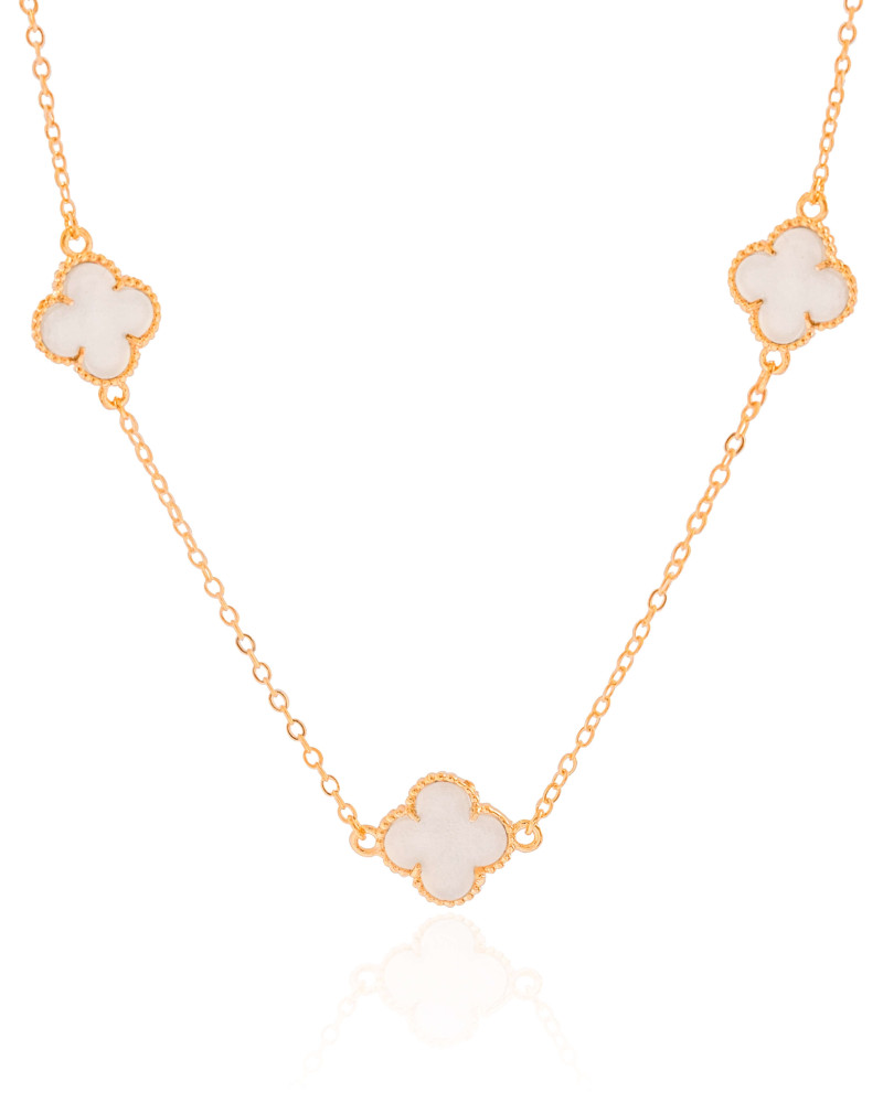 Choker Elos Trevos Madrepérola Banhado a Ouro 18K