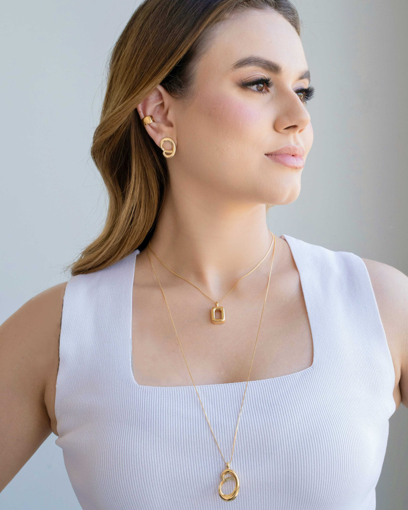 Gargantilha Longa Veneziana Nó Banhado a Ouro 18K - 65 cm