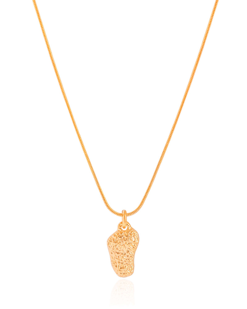 Gargantilha Rabo de Rato Pingente Orgânico Texturizado Banhado a Ouro 18K - 45 cm