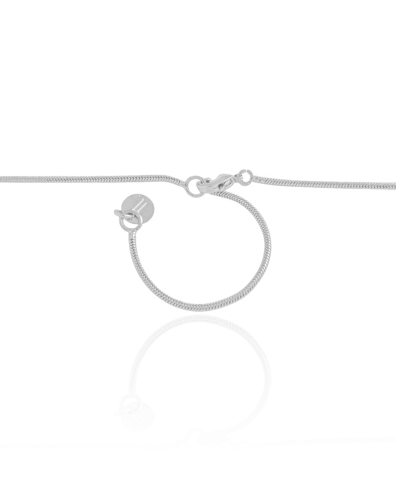 Gargantilha Rabo de Rato Pingente Orgânico Texturizado Ródio Branco - 45 cm