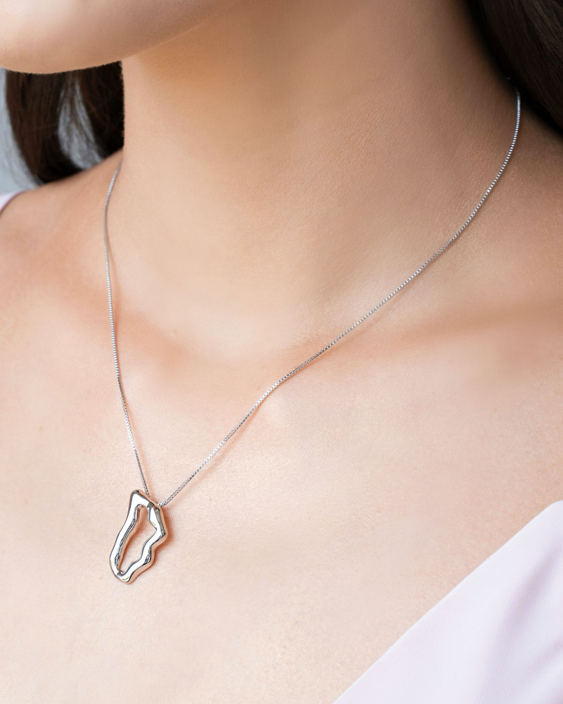 Gargantilha Veneziana Orgânico Vazado Ródio Branco - 45 cm