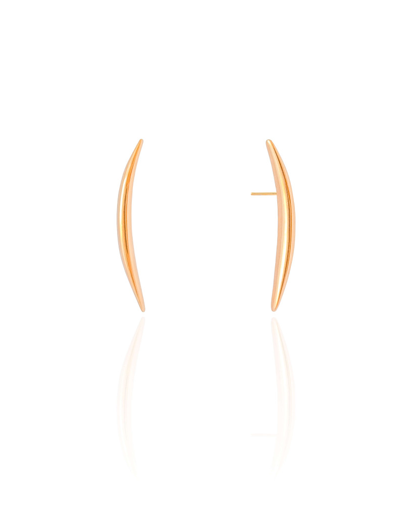 Brinco Fio Abaulado Liso 3.4 cm Banhado a Ouro 18K