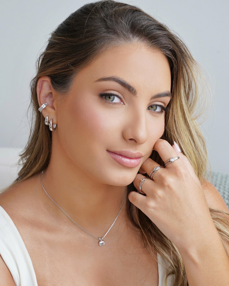 Anel Vazado Ponto de Luz Cristal Tamanho 22 Ródio Branco