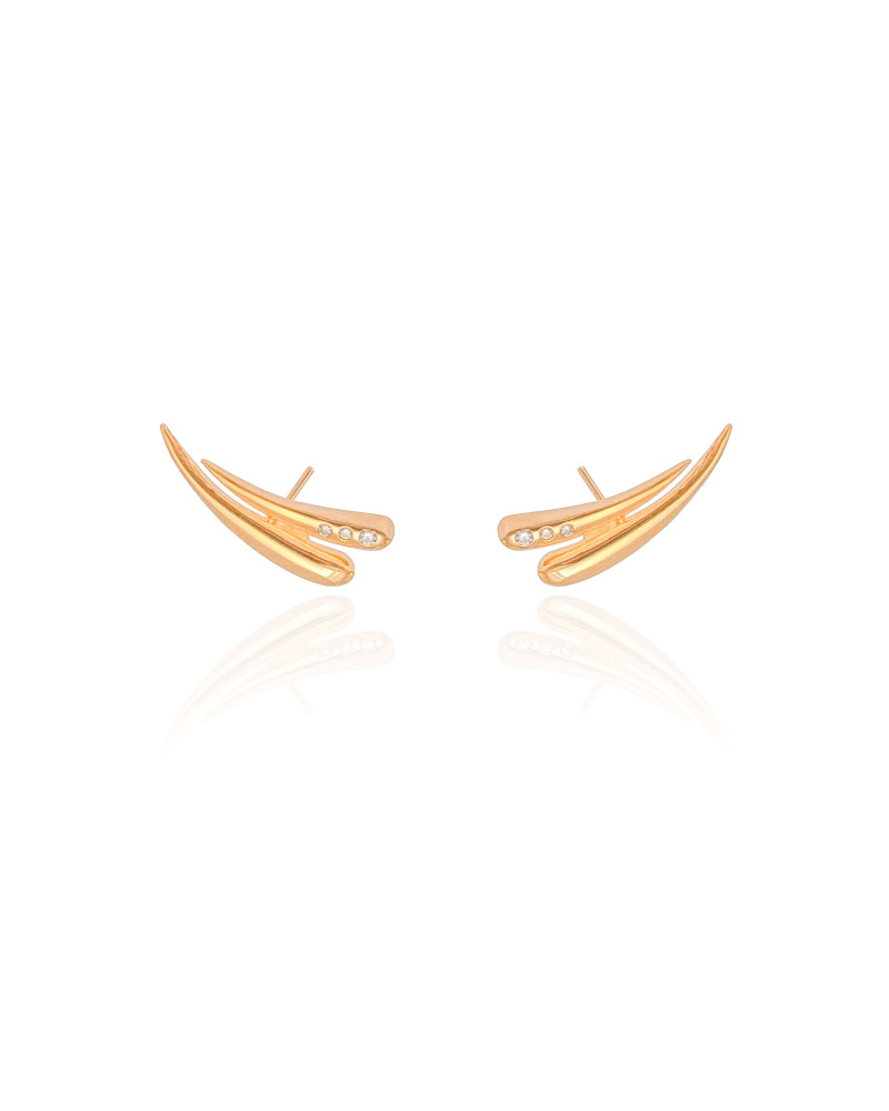 Ear Cuff Gotas Cravejado Cristal 2.3 cm Banhado a Ouro 18K