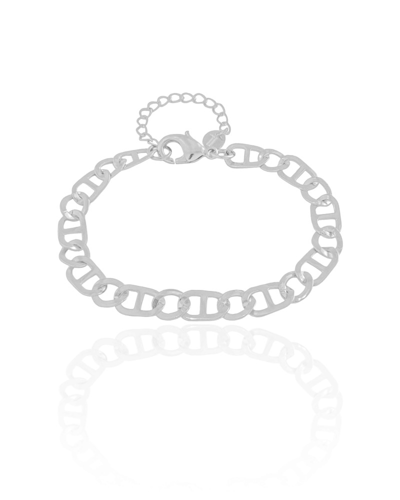 Pulseira Malha Piastrine 7 mm Ródio Branco