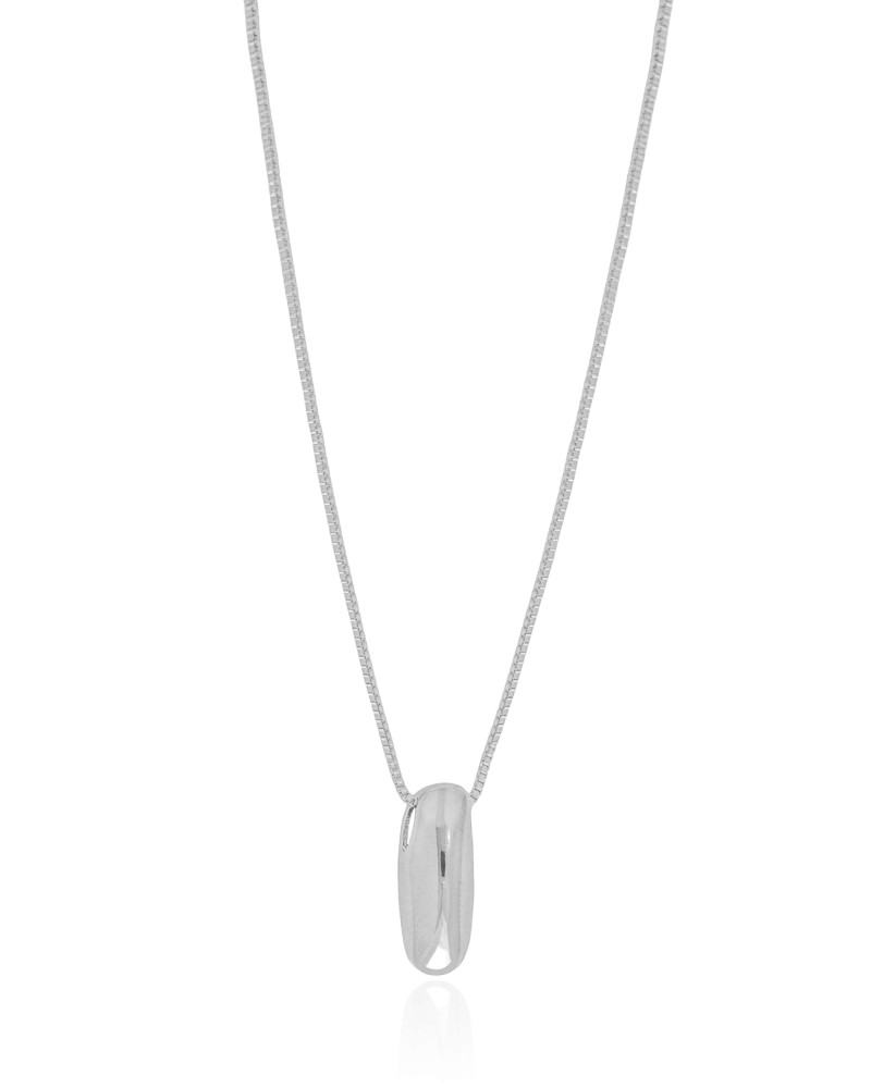 Gargantilha Veneziana Letra I 1.7 cm Bolha Ródio Branco - 45 cm