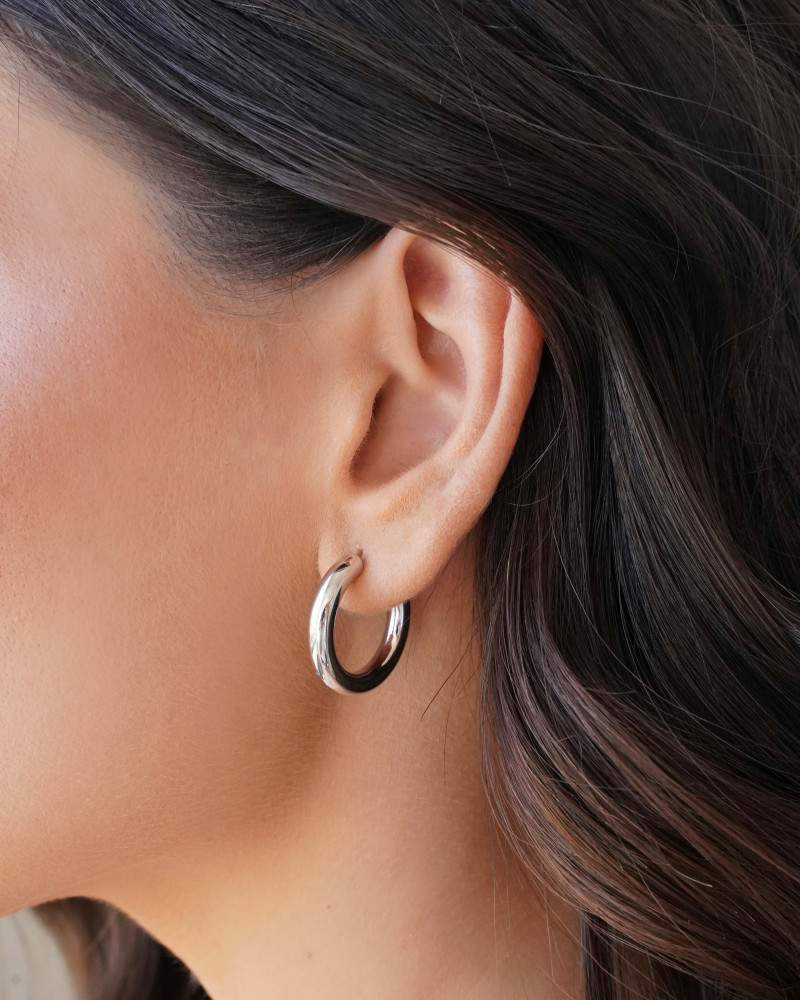 Brinco Argola Tubo Lisa 2.3 cm Ródio Branco