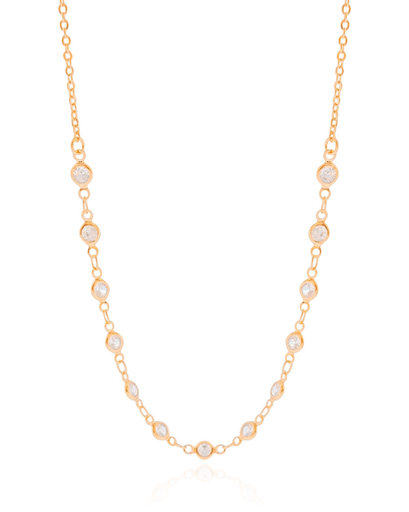 Gargantilha Elos Pontos de Luz Cristal Banhado a Ouro 18K - 50 cm