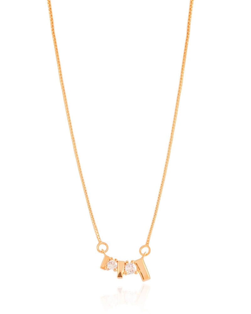 Gargantilha Geométrico Pontos de Luz Cristal Banhado a Ouro 18K - 40 cm