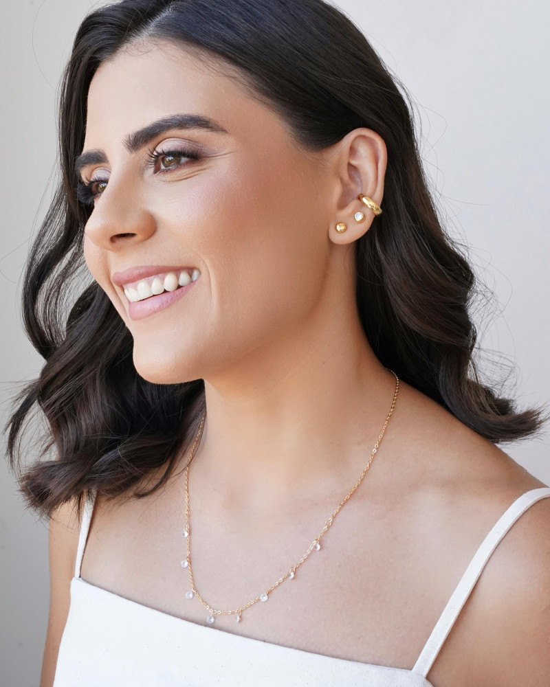 Gargantilha Elos Americanos Pontos de Luz Cristal Banhado a Ouro 18K - 50 cm