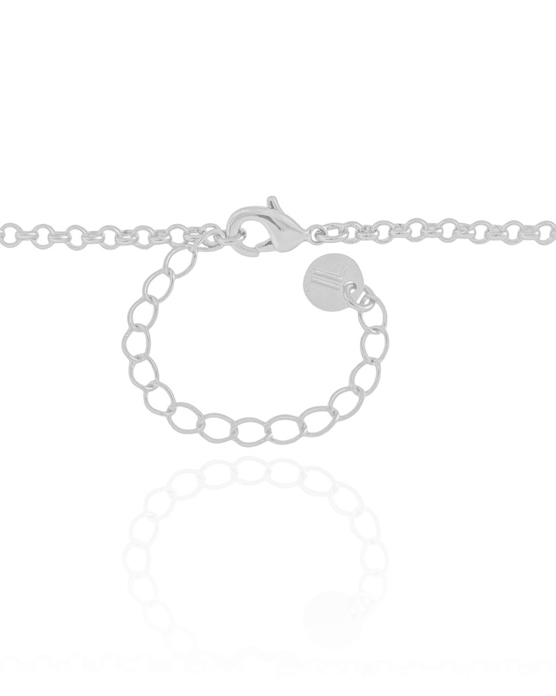 Gargantilha Gravata Elos Pontos de Luz Cristal Ródio Branco - 50 cm