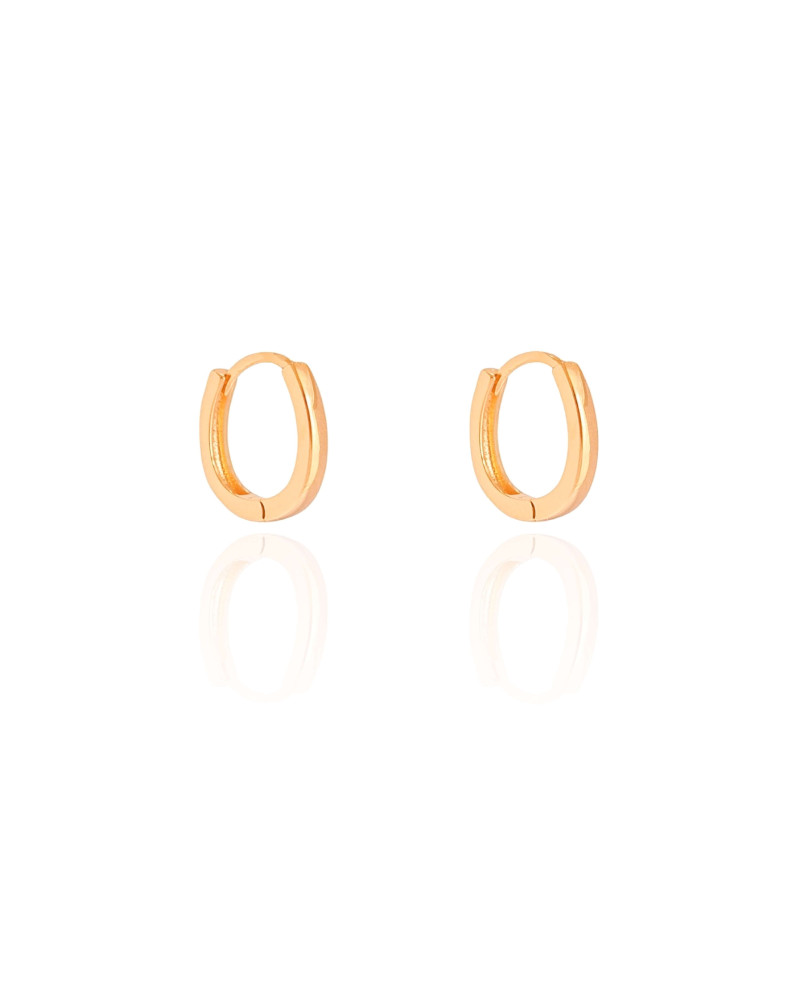 Brinco Argola Click Oval Lisa 1.5 cm Banhado a Ouro 18K