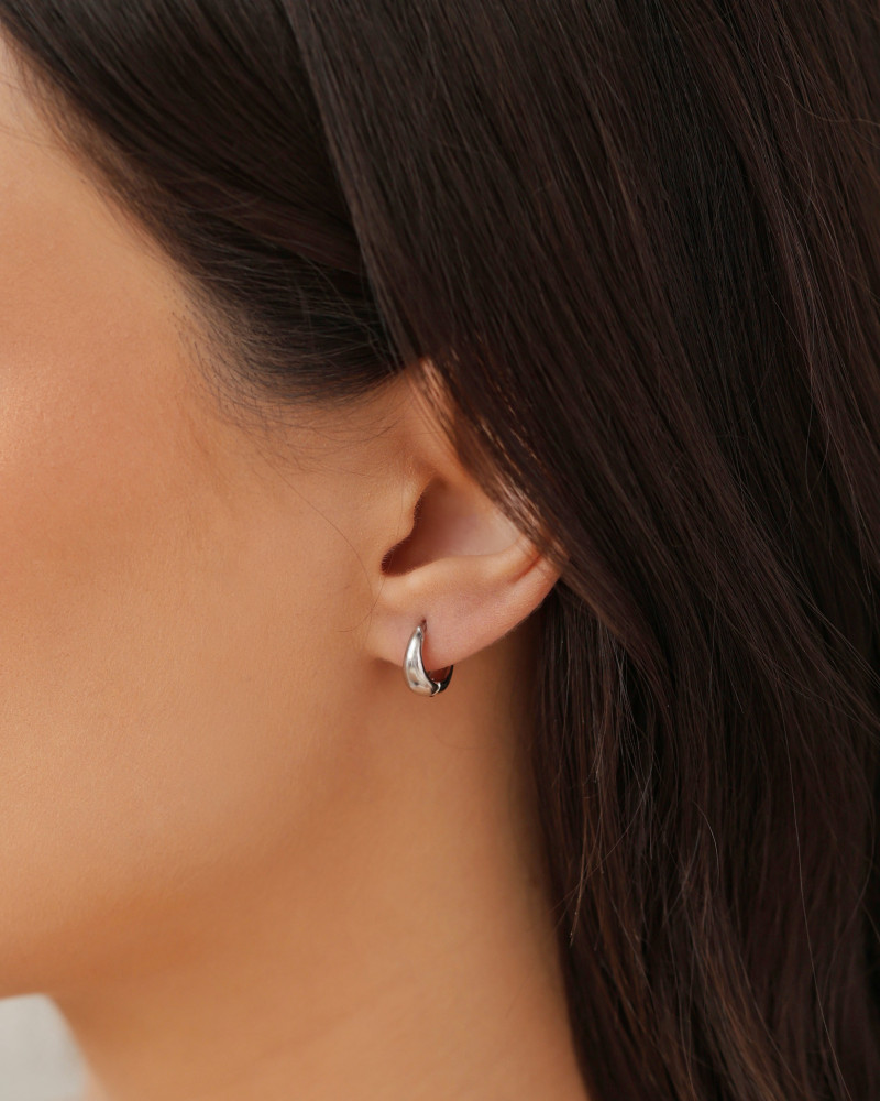 Brinco Argola Click Lisa 1.1 cm Ródio Branco