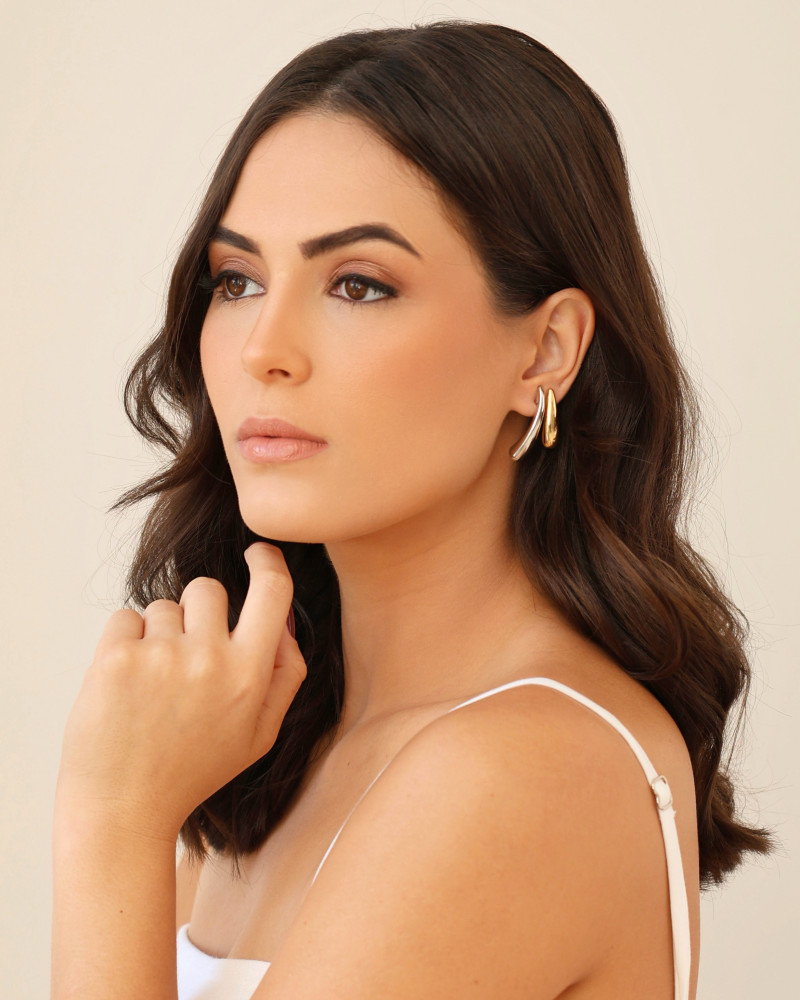 Brinco Gota Lisa 3.5 cm Ródio Branco