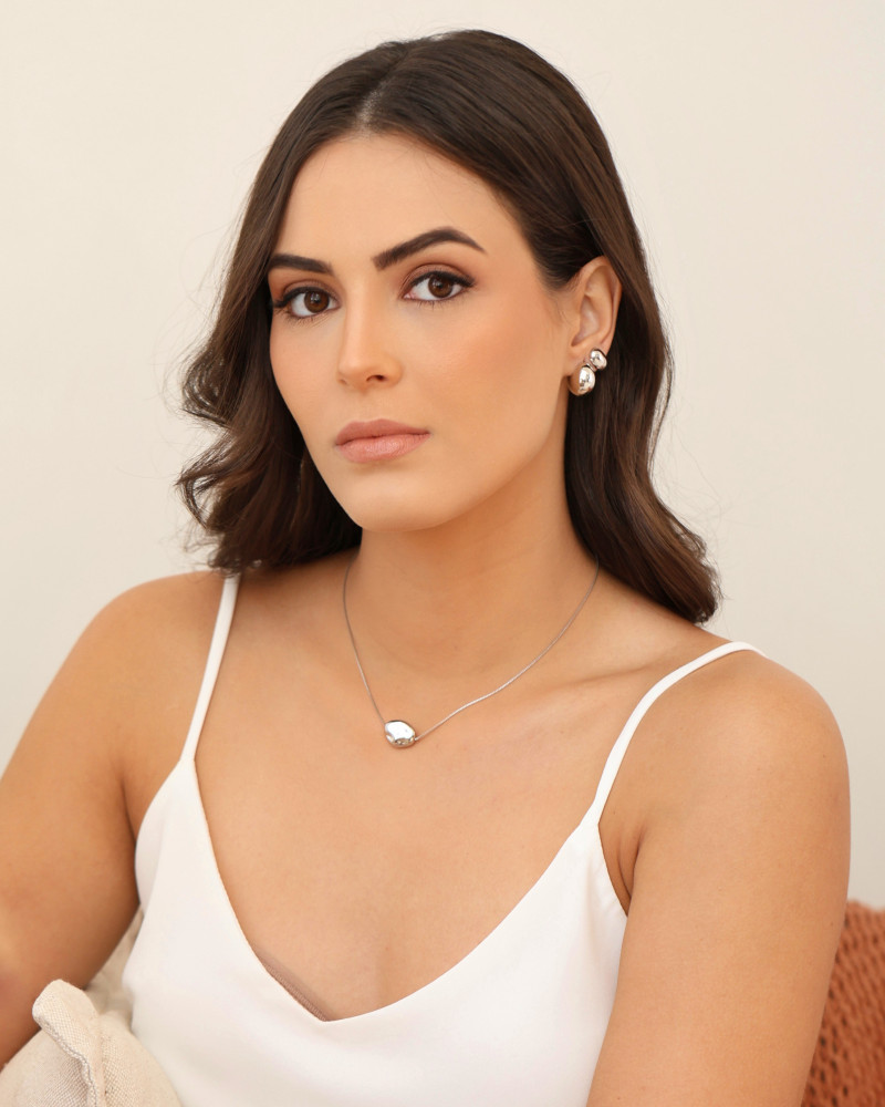 Brinco Oval Liso 1.2 cm Ródio Branco