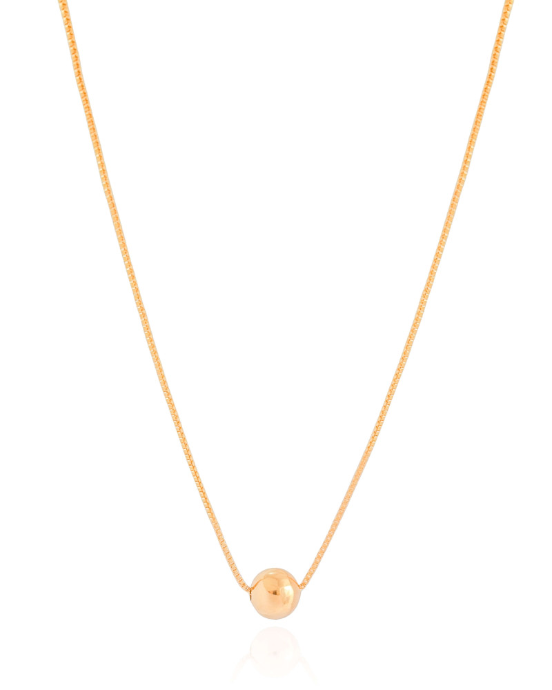 Gargantilha Veneziana Bola Lisa 8 mm Banhado a Ouro 18K - 40 cm