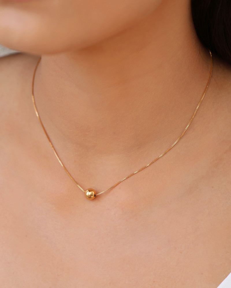 Gargantilha Veneziana Bola Lisa 8 mm Banhado a Ouro 18K - 40 cm