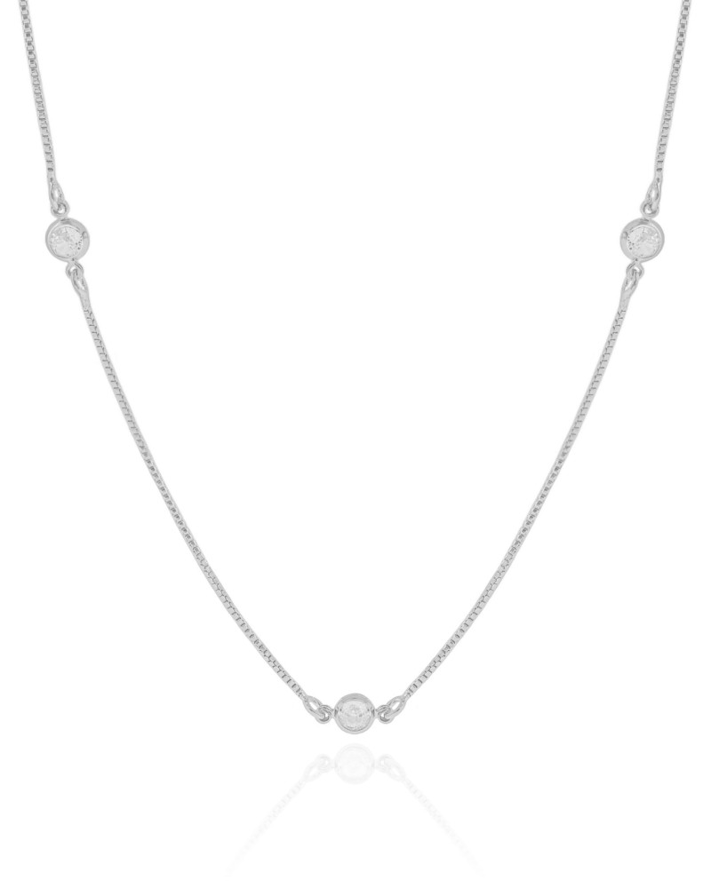Choker Veneziana Pontos de Luz Cristal Ródio Branco