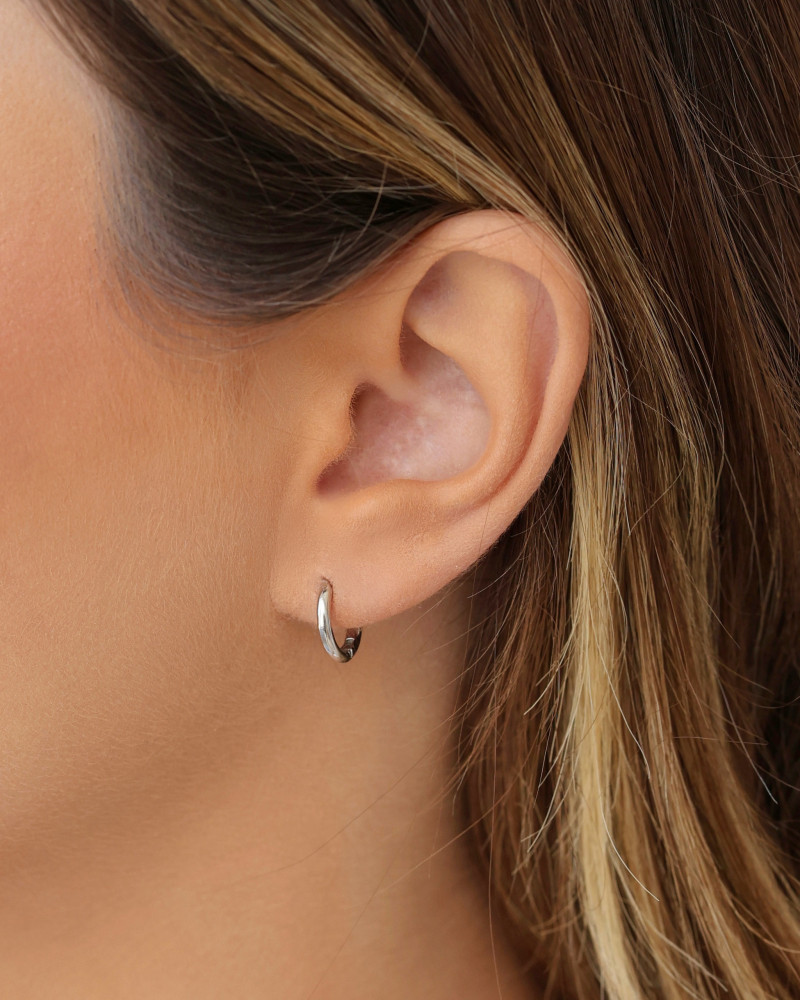 Brinco Argola Click Lisa 1.1 cm Ródio Branco