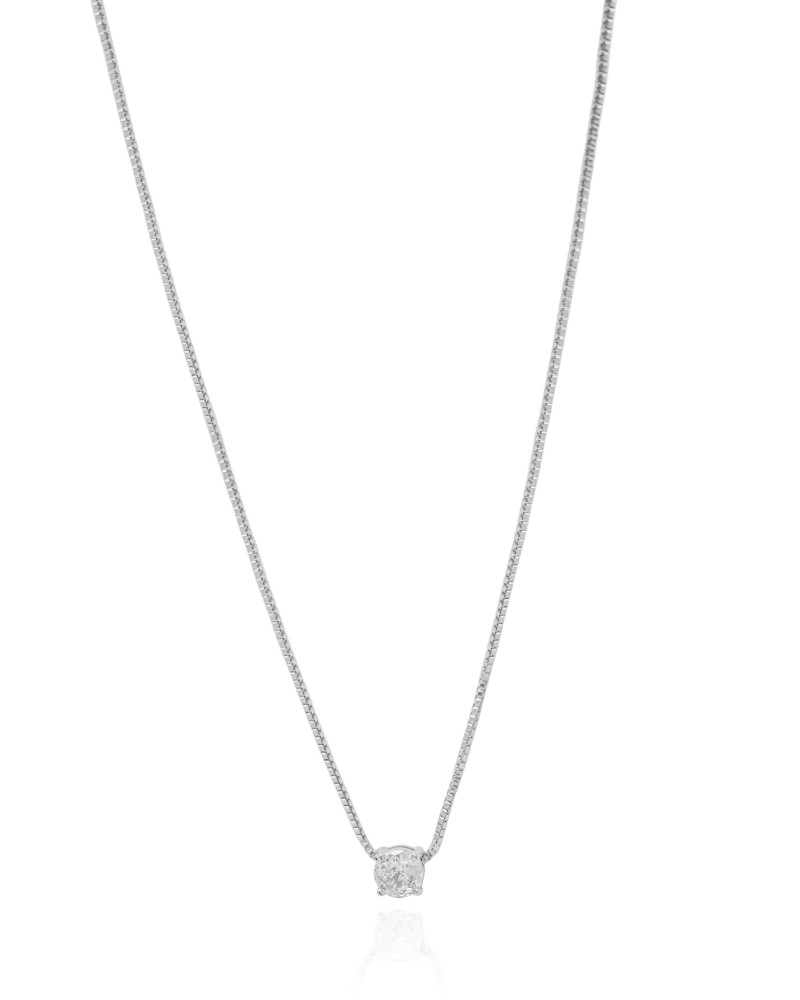 Gargantilha Veneziana Ponto de Luz Cristal 5 mm Ródio Branco - 45 cm