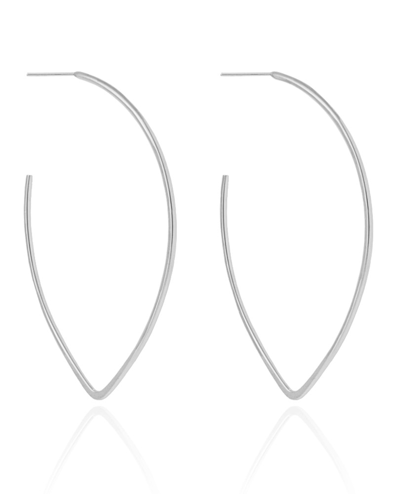 Brinco Elíptico Fio 7.1 cm Ródio Branco