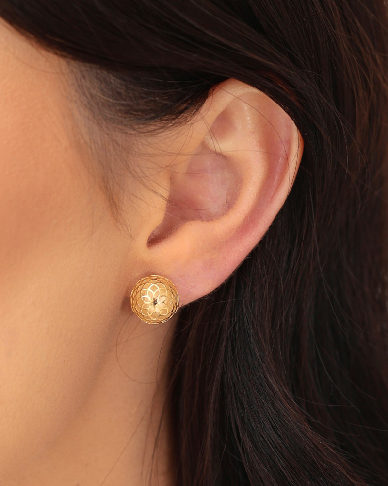 Brinco Bola Tela 1.1 cm Banhado a Ouro 18K