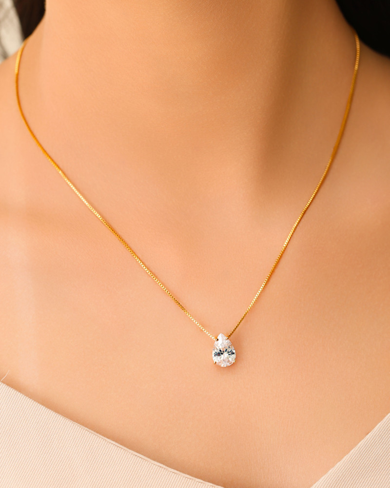 Conjunto Gota Cristal Banhado a Ouro 18K